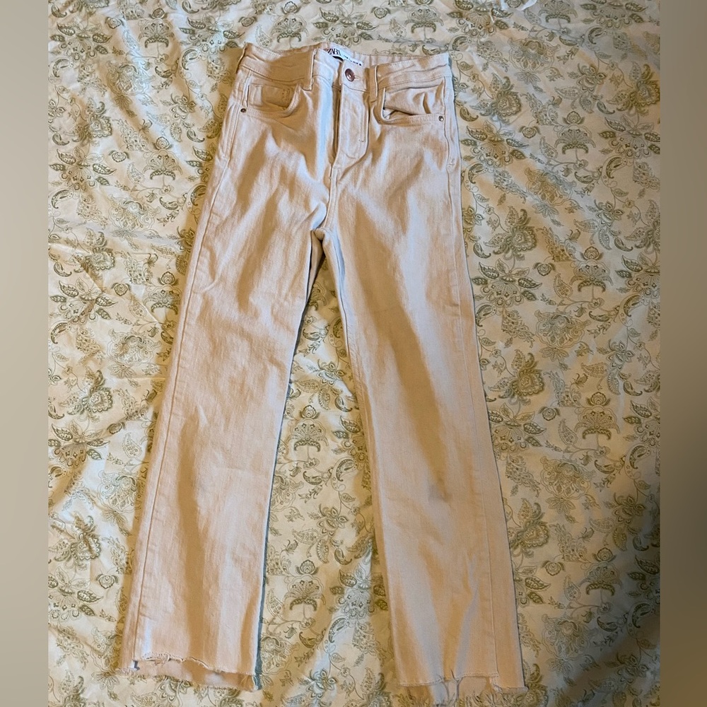 Zara, size 4, fit and flare, cream pants, used look